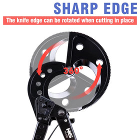 HKS Ratchet Cutter cutting aluminum cable example shows wide capacity.