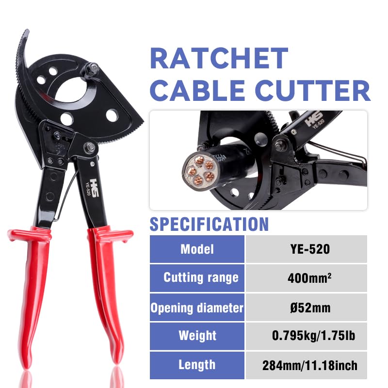 HKS Ratchet Cable Cutter in use in a tight space highlights compact design.