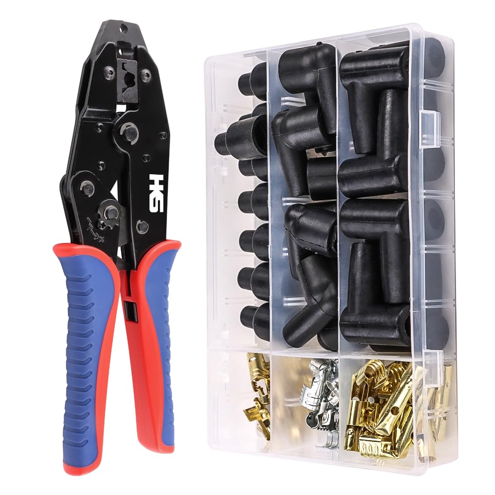 HKS Spark Plug Wire Crimping Tool Kit front view with ergonomic grips for comfortable use
