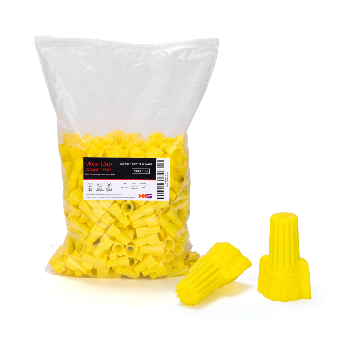 HKS yellow 500pc packaging wire nuts for quick, secure connections