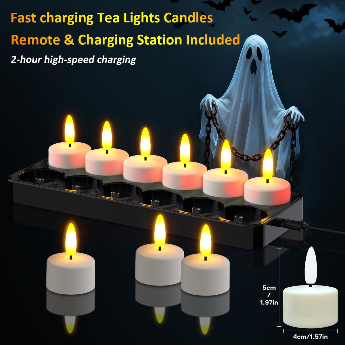 HL Rechargeable LED tea lights remote controller offers timer and brightness control for customizable mood.