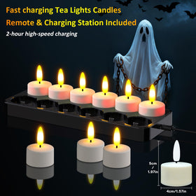 HL Rechargeable LED tea lights remote controller offers timer and brightness control for customizable mood.