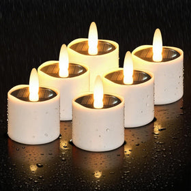 HL Solar Tea Lights outdoor waterproof 6-pack for safe garden ambiance
