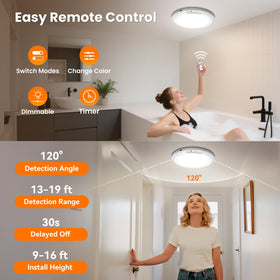 HLCZLUZ 120-degree motion sensor demonstrates wide coverage in hallways and closets.