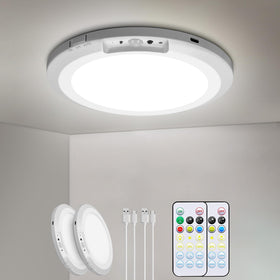 HLCZLUZ rechargeable motion-sensor ceiling light in wireless setup for easy placement.