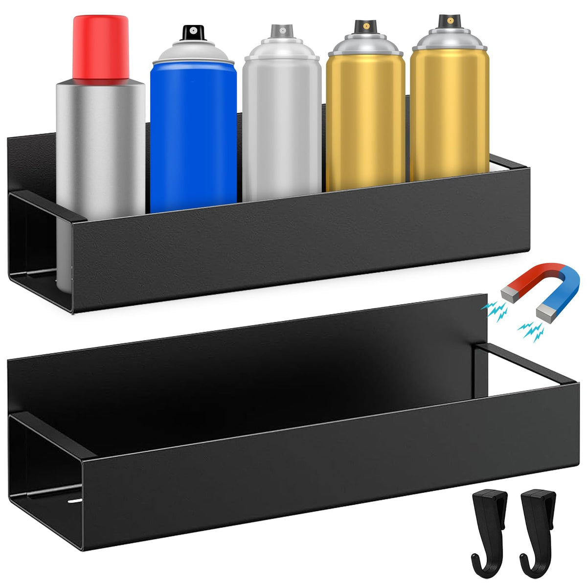 Hlimior magnetic spray-can holder mounted on wall for organized tools