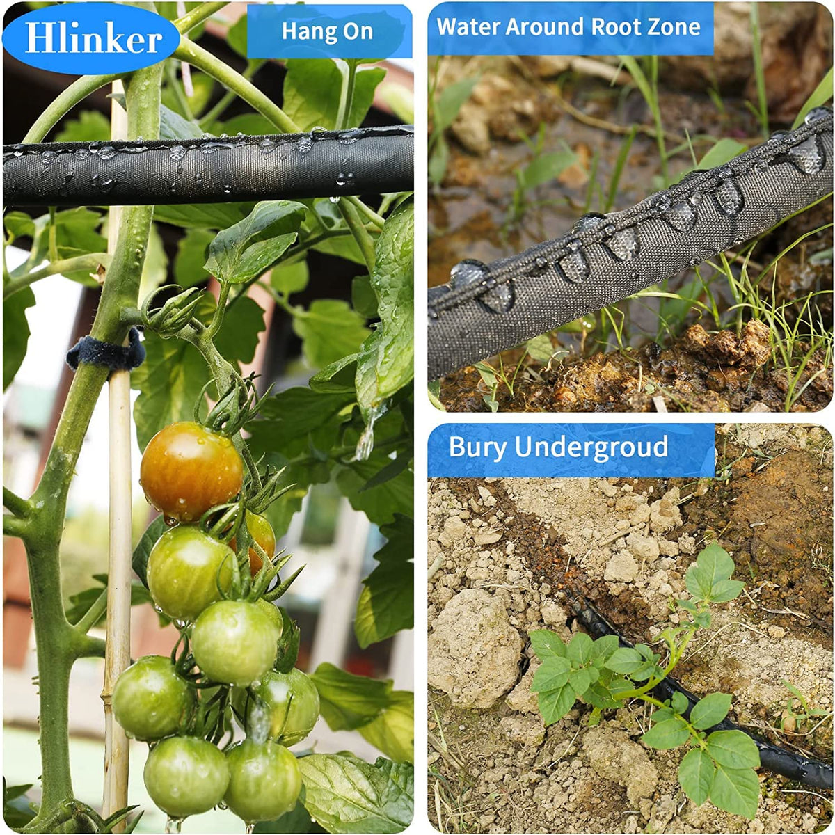 Hlinker easy-connect soaker hose quick setup for gardens