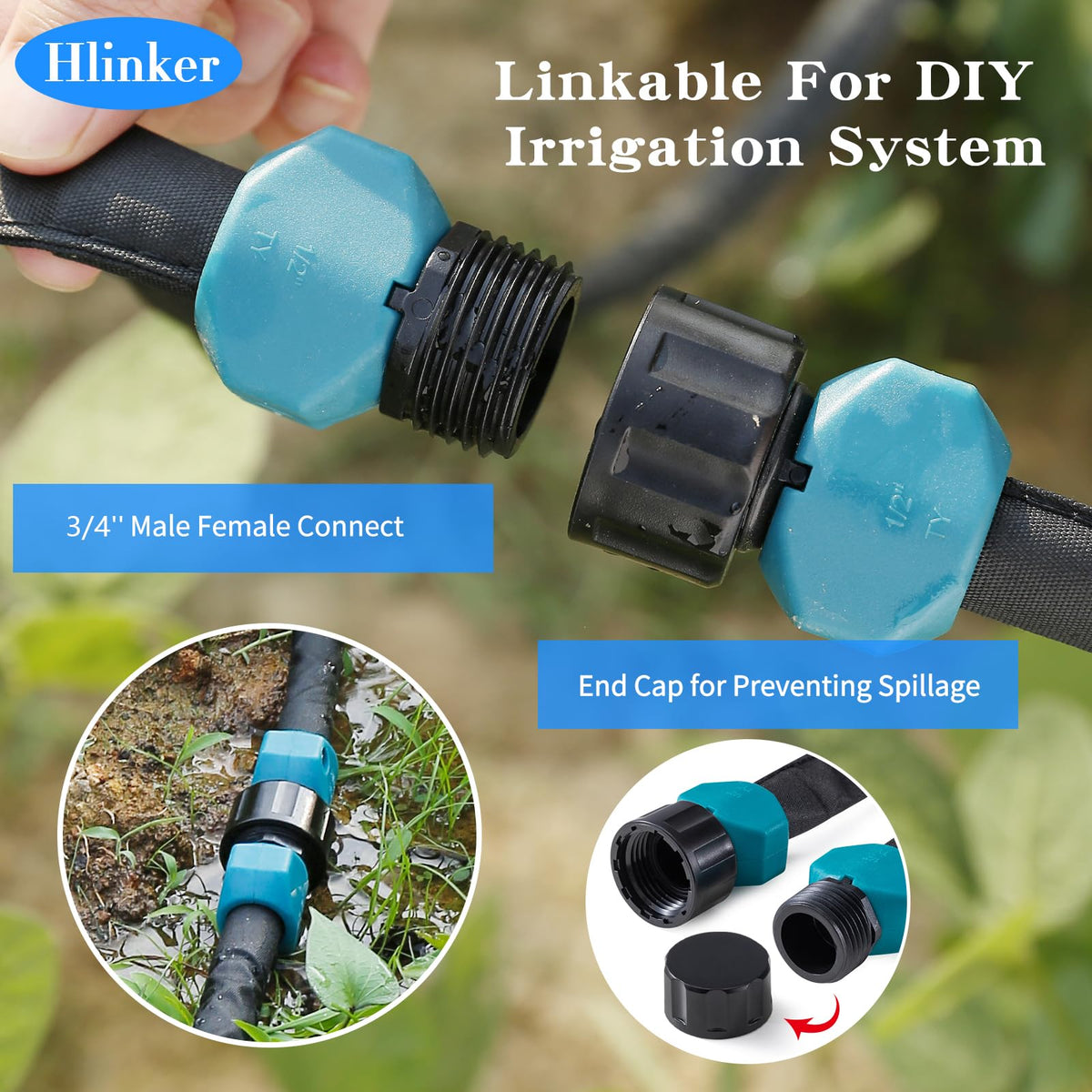 Hlinker linkable drip hose adaptable for customizable irrigation
