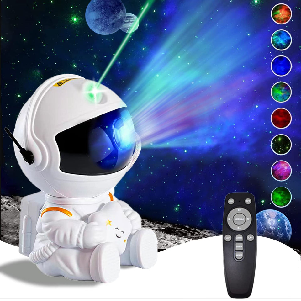 HLKZine Astronaut Star Projector with remote for peaceful bedtimes and customizable sky.