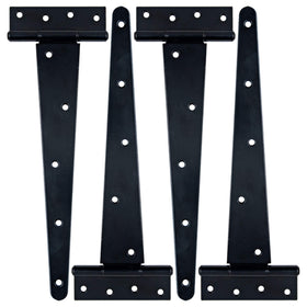 HLMOptimo 12-inch front view T hinge in black for outdoor gates