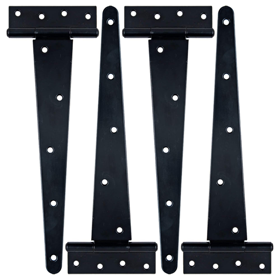 HLMOptimo 12-inch front view T hinge in black for outdoor gates