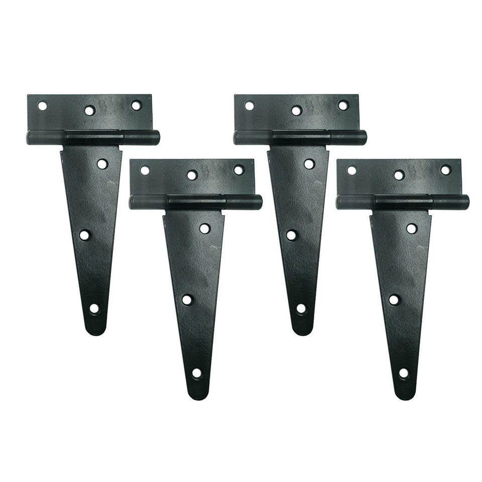 HLMOptimo heavy-duty 6in black T hinge front view for gates