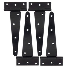 HLMOptimo heavy-duty T hinge front view with rugged black powder coat for durability