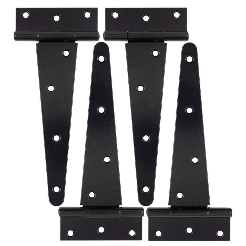 HLMOptimo heavy-duty T hinge front view with rugged black powder coat for durability