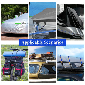 Hlogree bungee cords extended to 56.69 inches for secure tarps