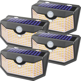 HMCITY 120 LED solar light front view with motion sensor for outdoor security