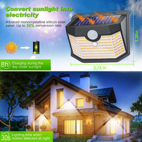 HMCITY 120 LED solar light in garden and patio setting with warm white glow