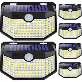 HMCITY 120 LED outdoor solar light with motion sensor for instant nighttime illumination.