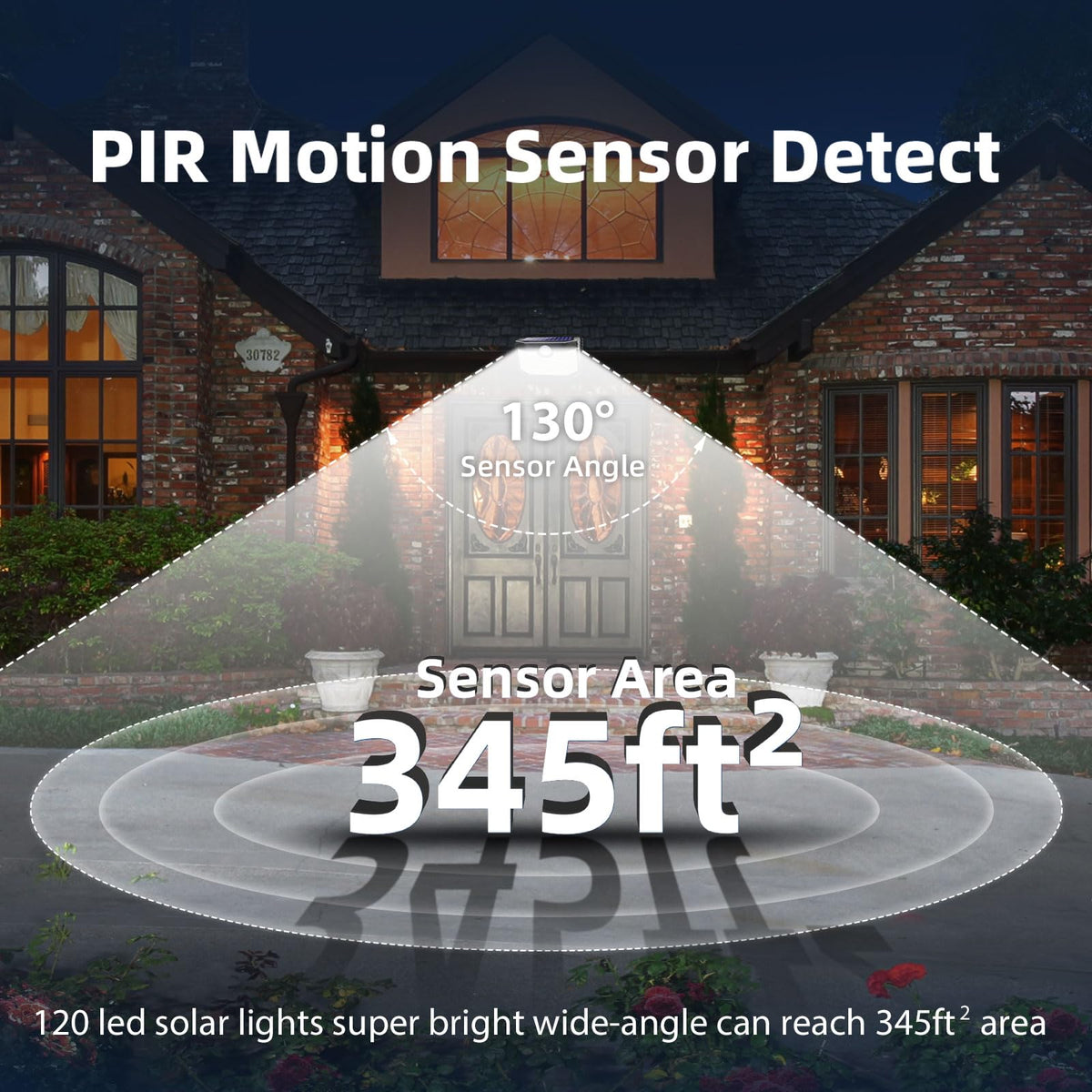HMCITY 120-LED light, sun-powered, cost-saving outdoor lighting.
