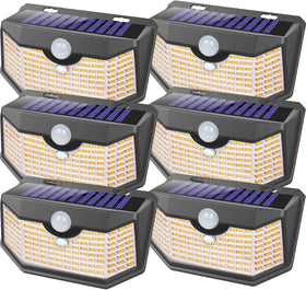 HMCITY 120 LED solar lights front view with warm white illumination for pathways
