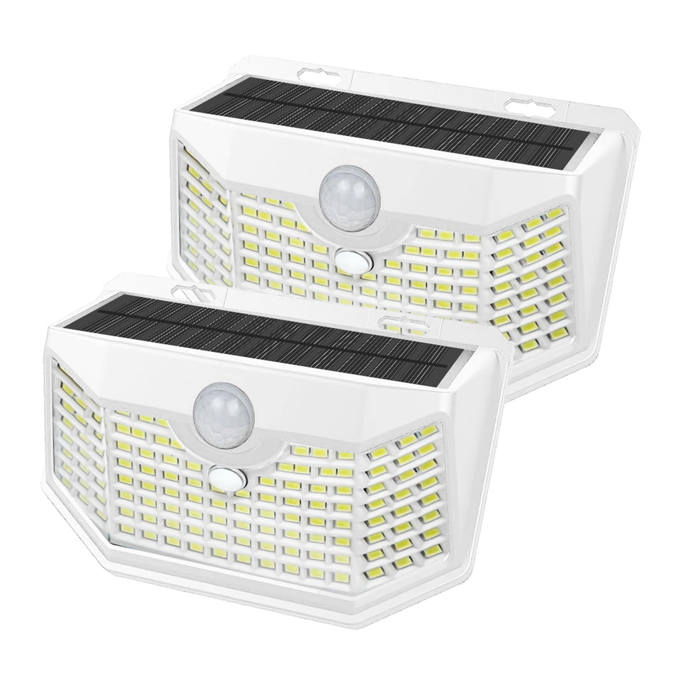 HMCITY 120 LED solar light front view with motion sensor for outdoor safety
