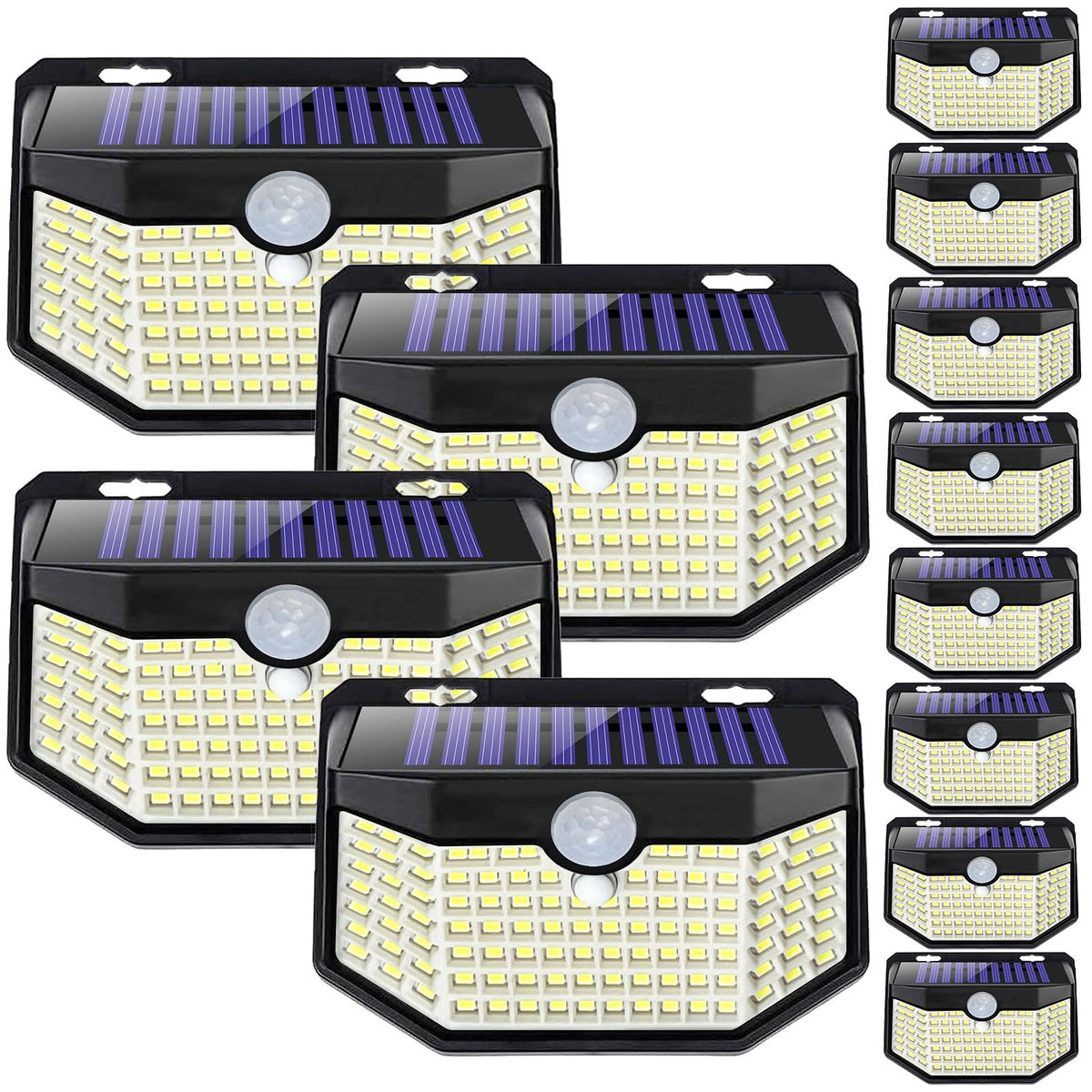 HMCITY 120 LED solar wall light front view provides bright outdoor entry lighting