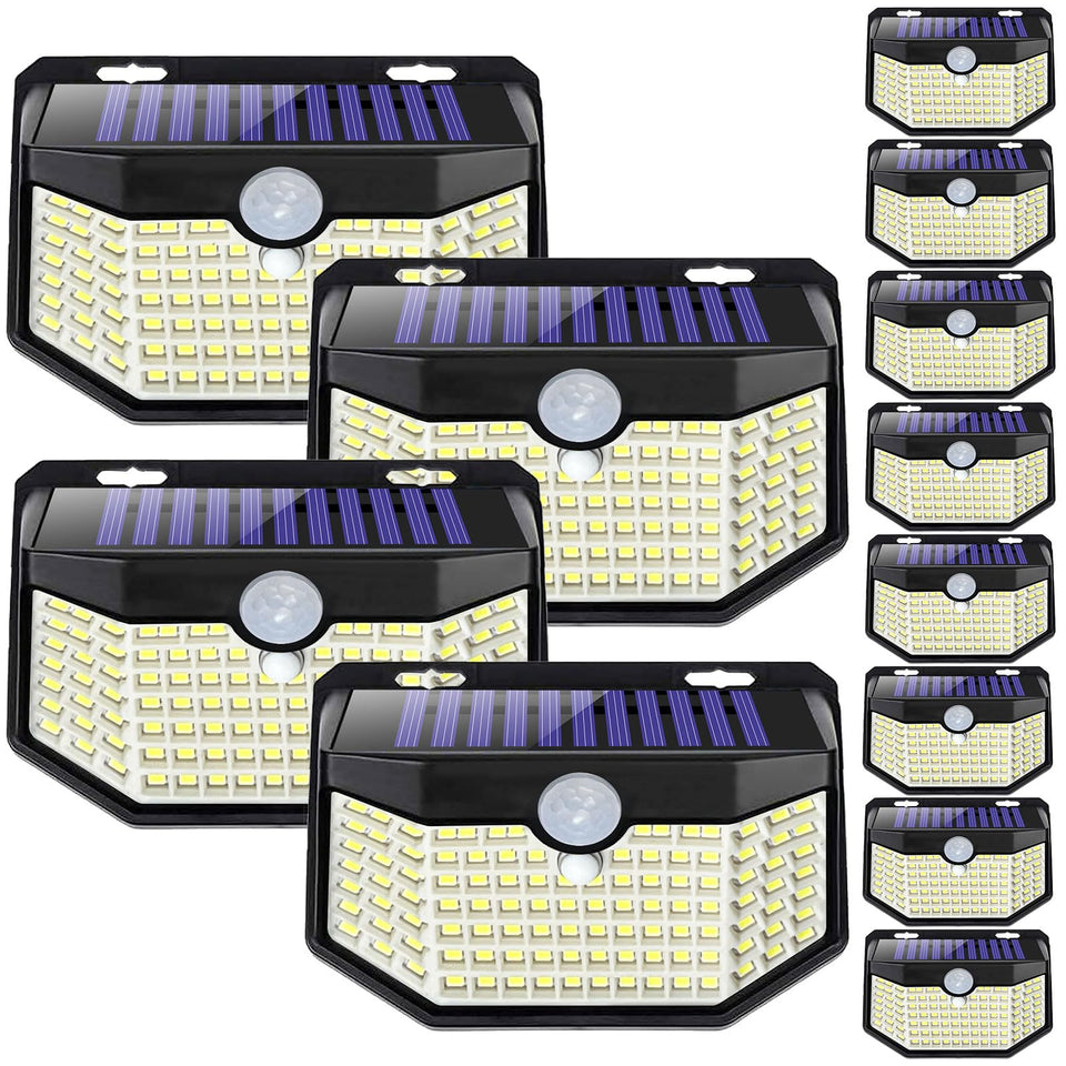 HMCITY 120 LED solar wall light front view provides bright outdoor entry lighting