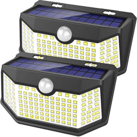HMCITY solar lights outdoor 120 LEDs with 270° coverage for wide yard illumination