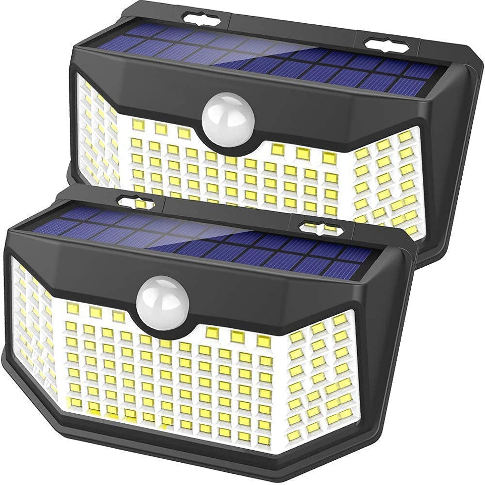HMCITY solar lights outdoor 120 LEDs with 270° coverage for wide yard illumination