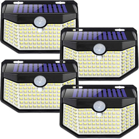 HMCITY solar lights outdoor 120 LED with 270° coverage for wide yard lighting