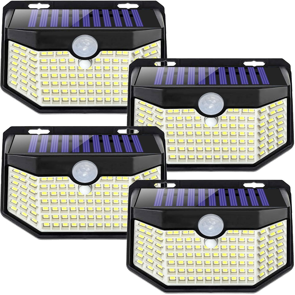 HMCITY solar lights outdoor 120 LED with 270° coverage for wide yard lighting