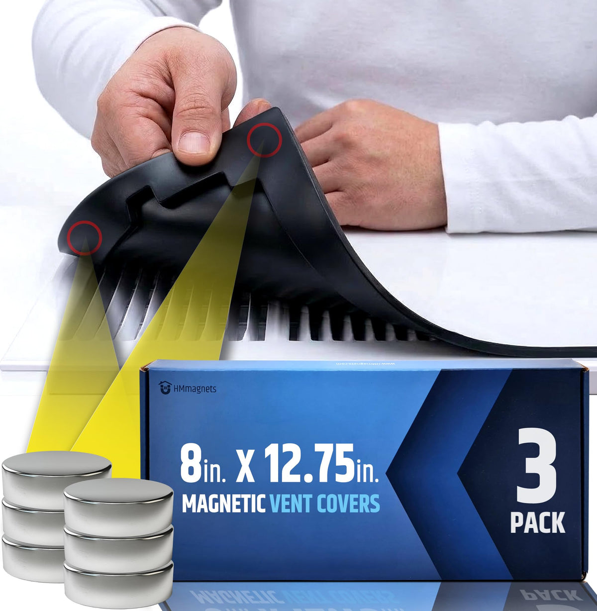 HMmagnets vent cover on floor vent with strong magnets for secure, gap-free sealing