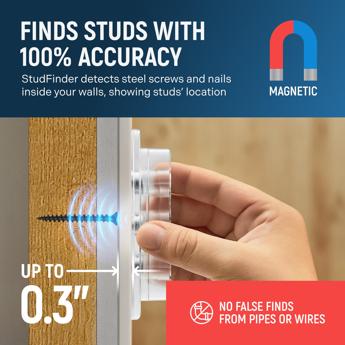 HMmagnets Pro deep drywall detection aids accurate stud location.