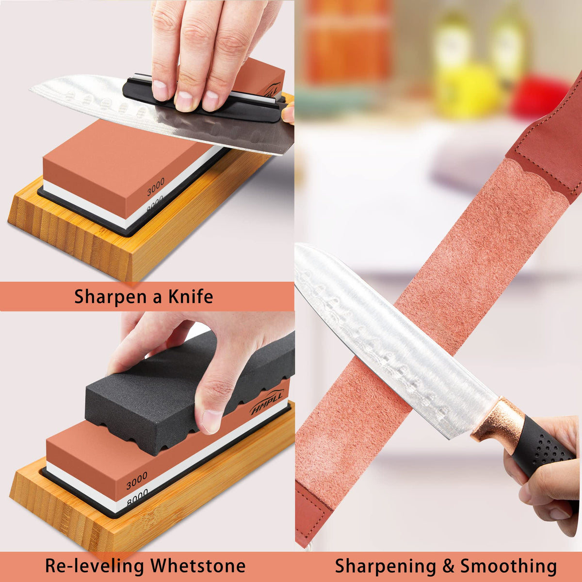 HMPLL non-slip base with silicone holder supports safe sharpening
