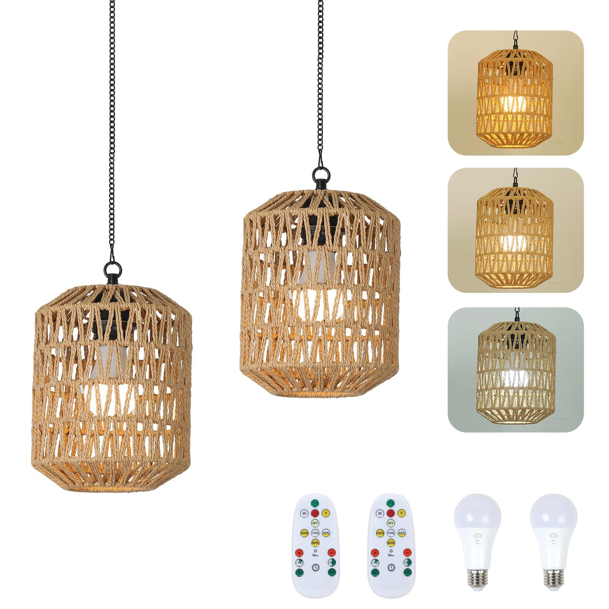 HMVPL battery operated chandelier in rattan design for gazebo evenings.