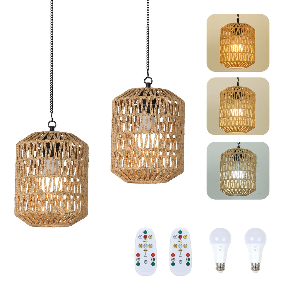 HMVPL battery operated chandelier in rattan design for gazebo evenings.