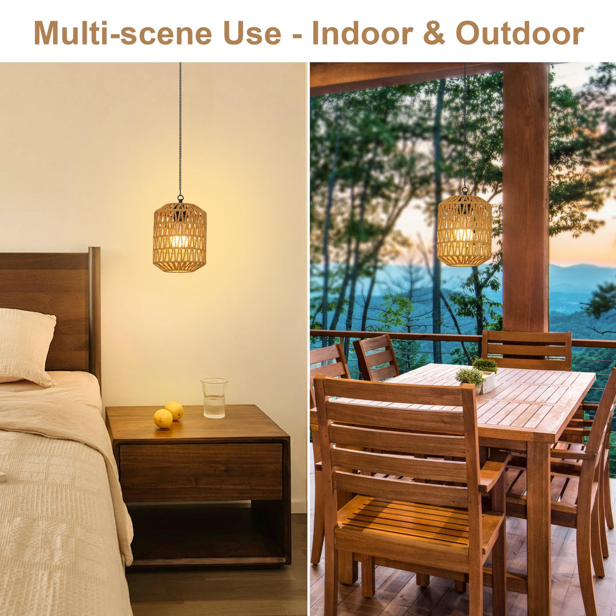 HMVPL portable wicker pendant for versatile lighting anywhere.