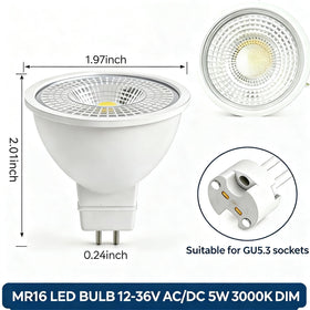 HMYYJT MR16 LED bulb 12V/36V dimmable for smooth performance in low-voltage fixtures.