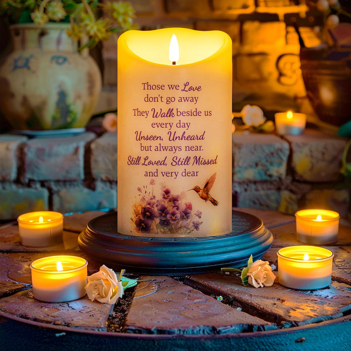 HN HAIINAA battery-operated memorial candle, flameless and safe for homes