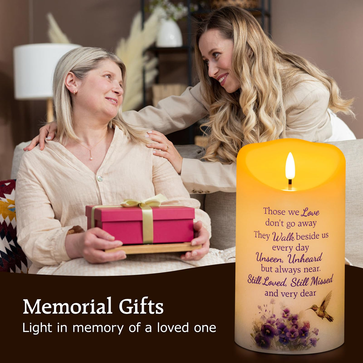 HN HAIINAA hummingbird memorial candle with soft glow for reflection and comfort