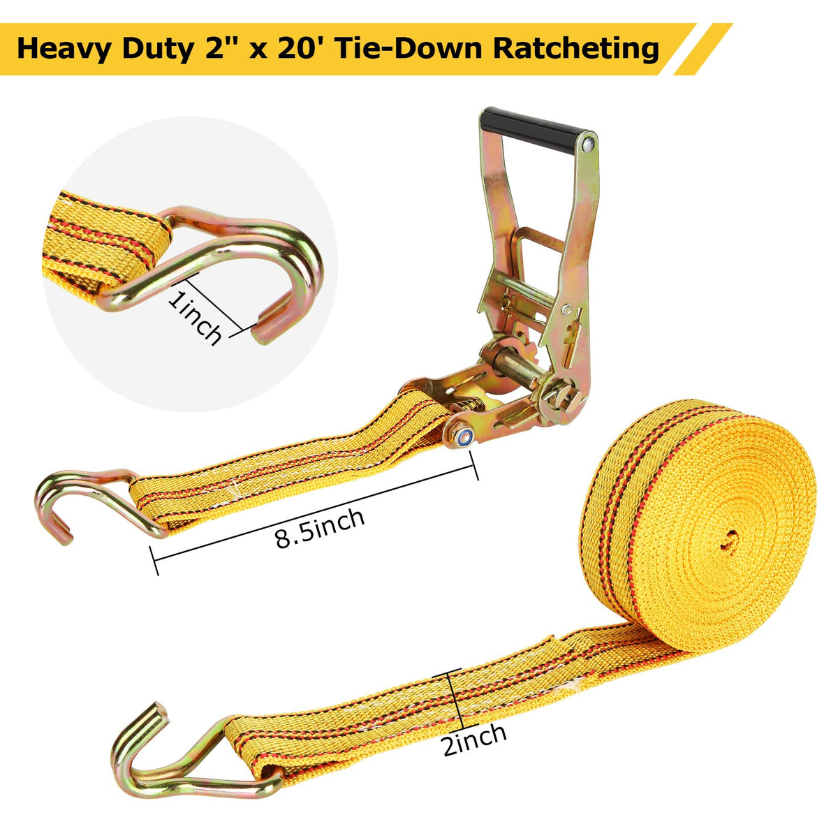HNBun double J hook cargo tie-down demonstrates robust attachment for trailers and truck beds.