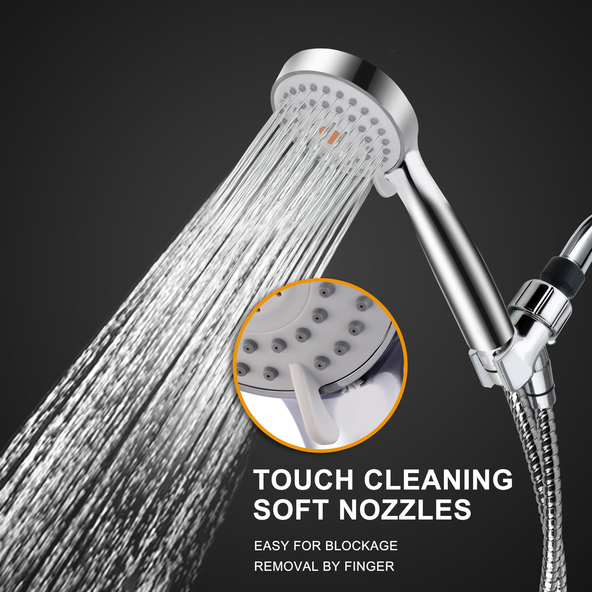 Anti clog nozzle design reduces mineral buildup during use