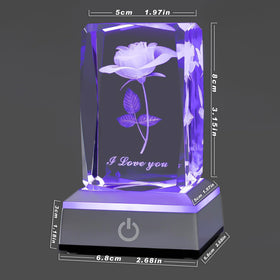 hochance 3D Rose Crystal Nightlight powered by USB or batteries for versatile setup