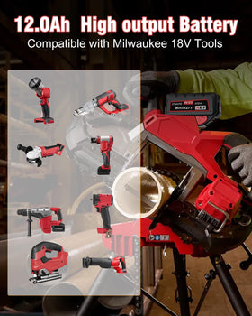 HOCHSTERN battery compatible with Milwaukee 18V tools like drills and blowers.