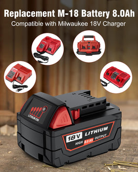 HOCHSTERN M-18 compatibility label with Milwaukee 18V ecosystem.