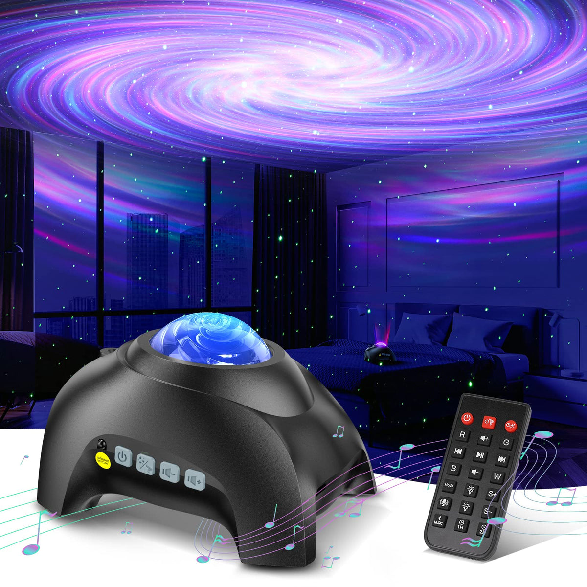 HODANS Northern Galaxy Aurora Projector casts a calming starry glow in a bedroom
