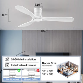 Hoenofly three white wood blades complement modern interiors.