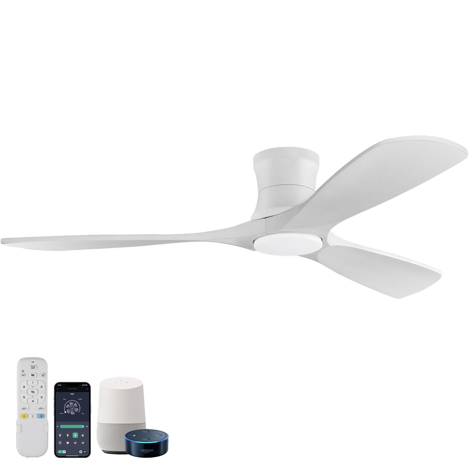 Hoenofly 52-inch smart ceiling fan with lights in a living room for versatile control.