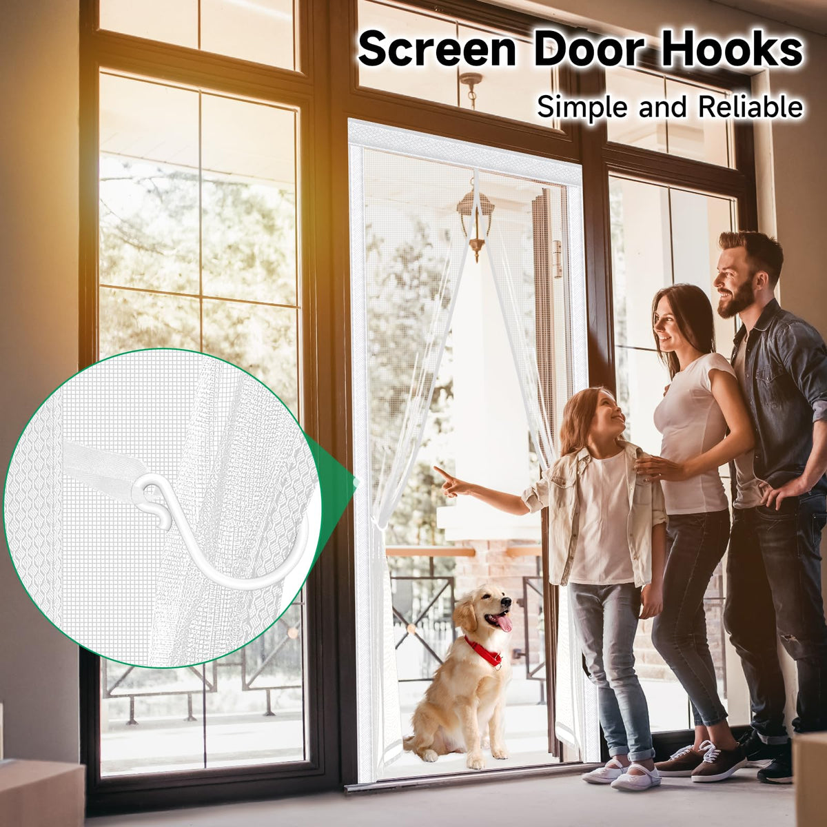 HOFUDON easy-install magnetic door screen suited for busy homes