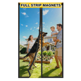 HOFUDON full strip magnets screen door in action for busy entrances and quick closing